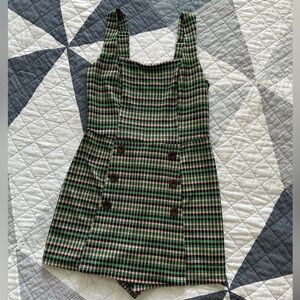 Plaid Sleeveless Dress/Skort